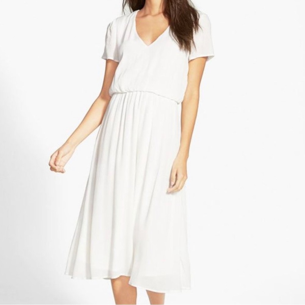 WAYF Blouson White Midi Dress - Size M